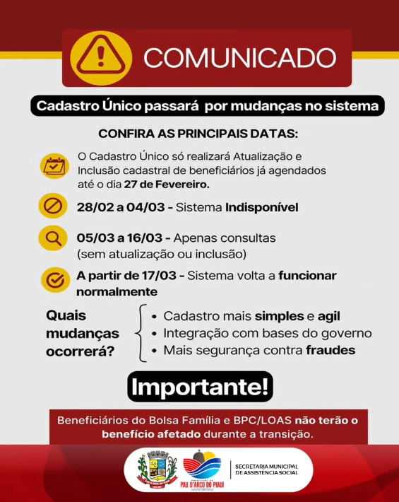 Comunicado Cadastro Único 2025